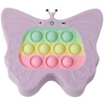 Jucarie Interactiva Tip Consola pentru Copii, Embo, Diferite Moduri de Joc, 120 Nivele, Material ABS/silicon, Sunete si Lumini, 12 x 5.5 x 13.5 cm, Model Fluture, Mov