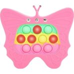 Jucarie Interactiva Tip Consola pentru Copii, Embo, Diferite Moduri de Joc, 120 Nivele, Material ABS/silicon, Sunete si Lumini, 12 x 5.5 x 13.5 cm, Model Fluture, Fucsia