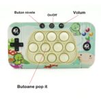 Jucarie interactiva tip consola pentru copii Embo, speed push whack-a-mole, joc de viteza pop it, material ABS/silicon, cu nivele, sunete si lumini, 15.5 x 7.6 x 5.3 cm, model dinozaur, verde - imagine 5