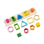 Jucarie Montessori de Sortat, Embo, din Lemn, Tip Puzzle, cu 5 Forme Asimetrice, 15 Piese, Educativa, Interactiva, Creativa, Materiale Non Toxice, +2 Ani, Multicolor