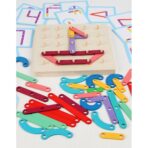 Jucarie Montessori Pegboard, Embo, din Lemn, Tip Puzzle, Forme, Litere, Educativ, 17.8 x 17.8 x 1.5 cm, Multicolor - imagine 2