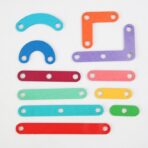 Jucarie Montessori Pegboard, Embo, din Lemn, Tip Puzzle, Forme, Litere, Educativ, 17.8 x 17.8 x 1.5 cm, Multicolor - imagine 4