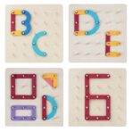 Jucarie Montessori Pegboard, Embo, din Lemn, Tip Puzzle, Forme, Litere, Educativ, 17.8 x 17.8 x 1.5 cm, Multicolor - imagine 5
