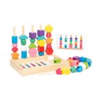 Jucarie Montessori de Sortat, Embo, din Lemn, Forme Geometrice,+3 Ani, 25 de Piese, 21.5 x 16 x 3 cm, Multicolor