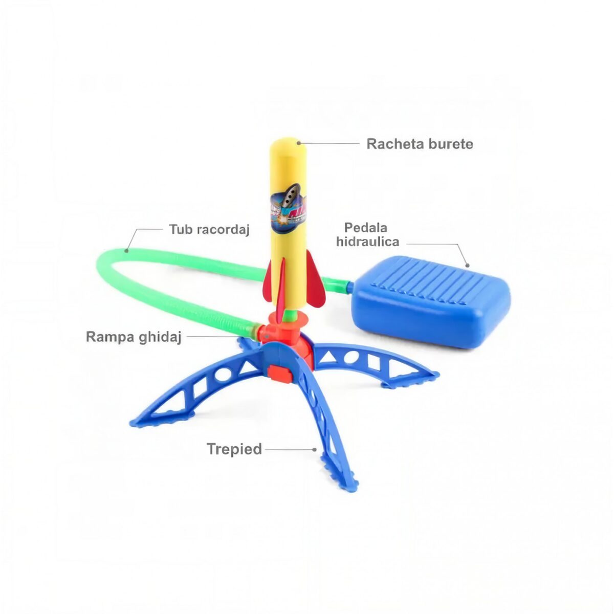 Jucarie pentru copii, Embo, lansator rachete cu piciorul, 3 rachete fara lumini - imagine 2