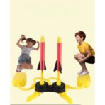 Jucarie pentru copii, lansator rachete cu piciorul, doua lansatoare, 6 rachete cu lumini - imagine 3