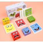 Jucarie Pentru Copii Montessori Embo, Cub din Lemn, Asamblare Fete, 64 de Carti Distractive, pentru Baieti si Fete, Varsta +3 ani, Educativ, Cutie din Aluminiu, 13.5 x 4 x 9 cm, multicolor - imagine 3