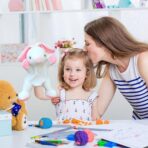 Papusa de Mana pentru Teatru de Papusi, Embo, din Plus, 25 x 10 x 8 cm, Model Iepure, Alb/Roz - imagine 3