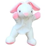 Papusa de Mana pentru Teatru de Papusi, Embo, din Plus, 25 x 10 x 8 cm, Model Iepure, Alb/Roz