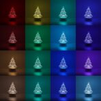 Lampa LED decorativa, Embo, 3D, Pom de Craciun, din material acril si lumina multicolora, alb - imagine 2