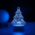 Lampa LED decorativa, Embo, 3D, Pom de Craciun, din material acril si lumina multicolora, alb - imagine 3