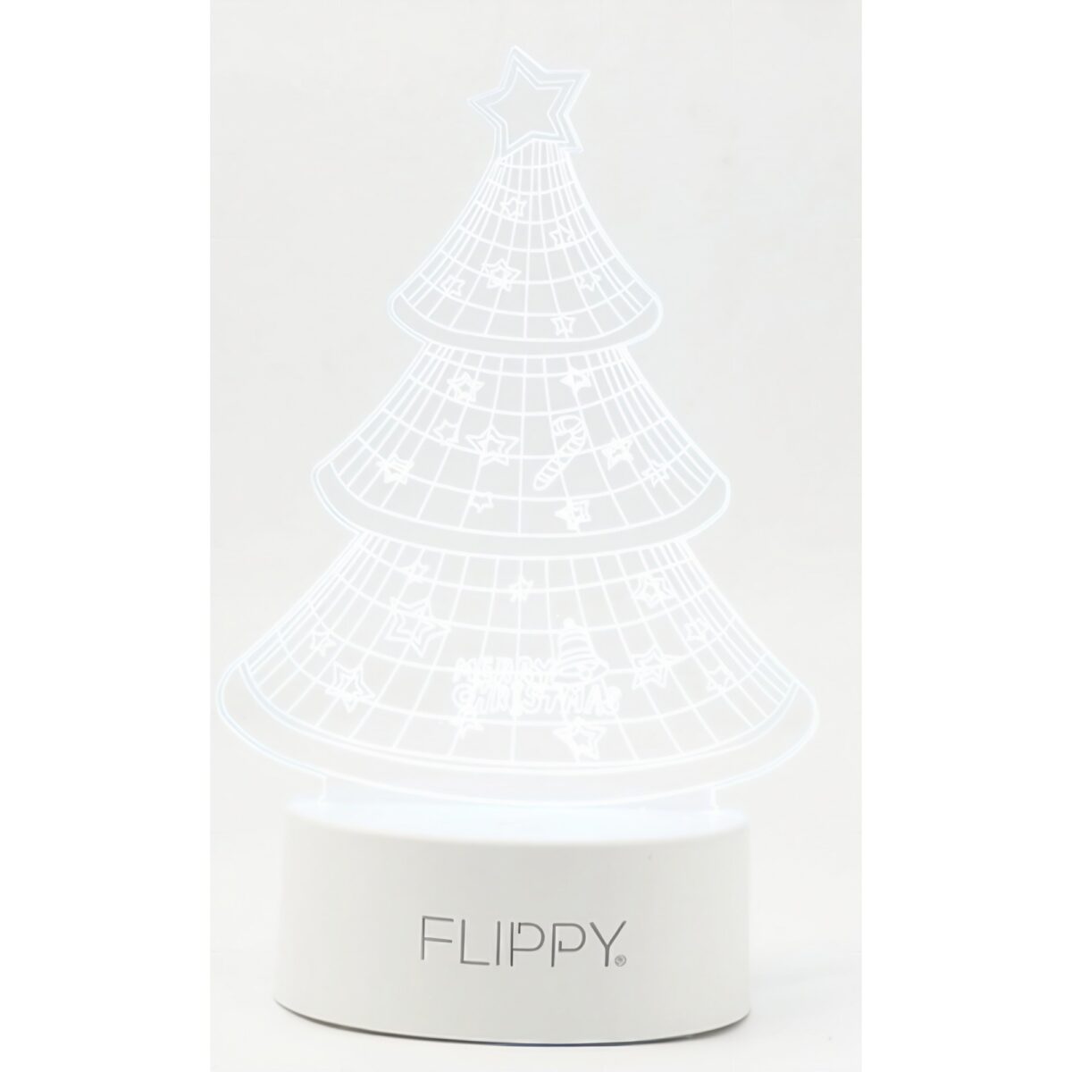 Lampa LED decorativa, Embo, 3D, Pom de Craciun, din material acril si lumina multicolora, alb - imagine 6