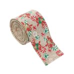 Panglica Decorativa pentru Craciun, Embo, Ornament pentru Brad de Craciun, Pretreceri, Panglica cu Design Acadele de Craciun, 200 x 6.3 cm, Khaki 