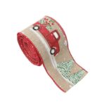Panglica Decorativa pentru Craciun, Embo, Ornament pentru Brad de Craciun, Pretreceri, Panglica cu Design Masina Rosie, 200 x 6.3 cm, Khaki 