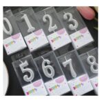 Lumanare de Tort, Embo, Model Cifra 9, Party, 4.5 x 2.5 cm, din Parafina, Argintiu - imagine 5