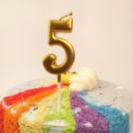 Lumanare de Tort, Embo, Model Cifra 5, Party, 4.5 x 2.5 cm, din Parafina, Auriu - imagine 2
