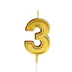 Lumanare pentru Tort Cifra 3, Embo, 4.8 cm, Aniversare, Aurie