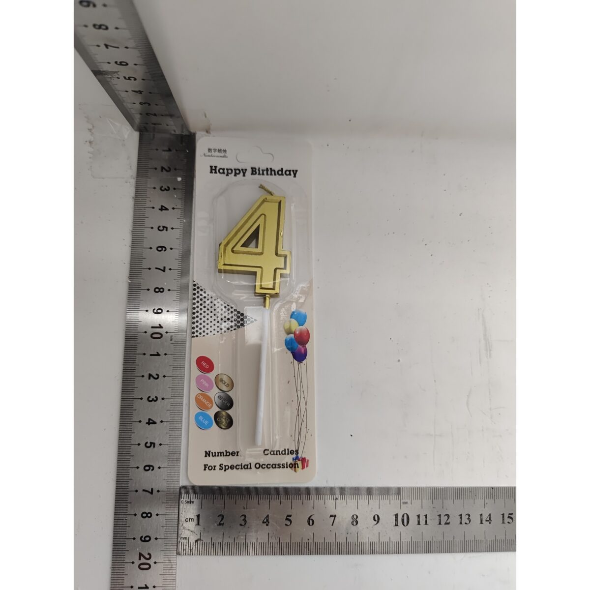 Lumanare pentru Tort Cifra 4, Embo, 4.8 cm, Anivesare, Aurie - imagine 2