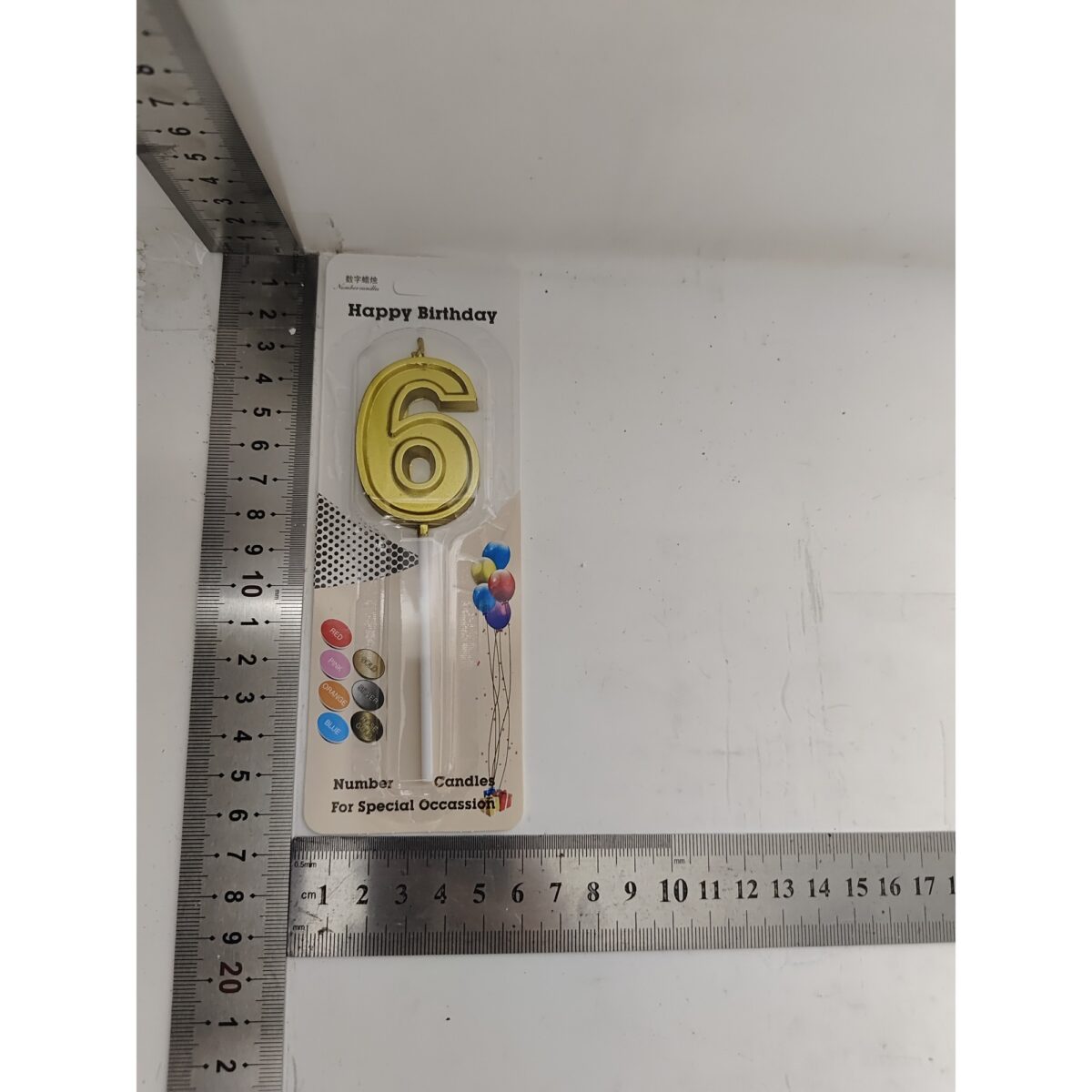 Lumanare pentru Tort Cifra 6, Embo, 4.8 cm, Aniversare, Aurie - imagine 2