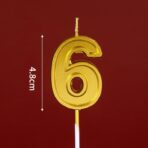 Lumanare pentru Tort Cifra 6, Embo, 4.8 cm, Aniversare, Aurie - imagine 3