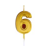 Lumanare pentru Tort Cifra 6, Embo, 4.8 cm, Aniversare, Aurie