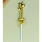 Lumanare pentru Tort Cifra 1, Model Coroana, Gold, Embo, Party - imagine 8