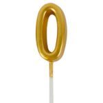 Lumanare de Tort, Embo, Model Cifra 0, Party, 4.5 x 2.5 cm, din Parafina, Auriu