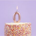 Lumanare de Tort, Embo, Model Cifra 0, Party, 4.5 x 2.5 cm, din Parafina, Rose Gold - imagine 2