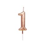 Lumanare de Tort, Embo, Model Cifra 1, Party, 4.5 x 2.5 cm, din Parafina, Rose Gold