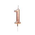 Lumanare de Tort, Embo, Model Cifra 1, Party, 4.5 x 2.5 cm, din Parafina, Rose Gold