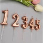 Lumanare de Tort, Embo, Model Cifra 1, Party, 4.5 x 2.5 cm, din Parafina, Rose Gold - imagine 6