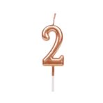Lumanare de Tort, Embo, Model Cifra 2, Party, 4.5 x 2.5 cm, din Parafina, Rose Gold