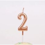 Lumanare de Tort, Embo, Model Cifra 2, Party, 4.5 x 2.5 cm, din Parafina, Rose Gold - imagine 4