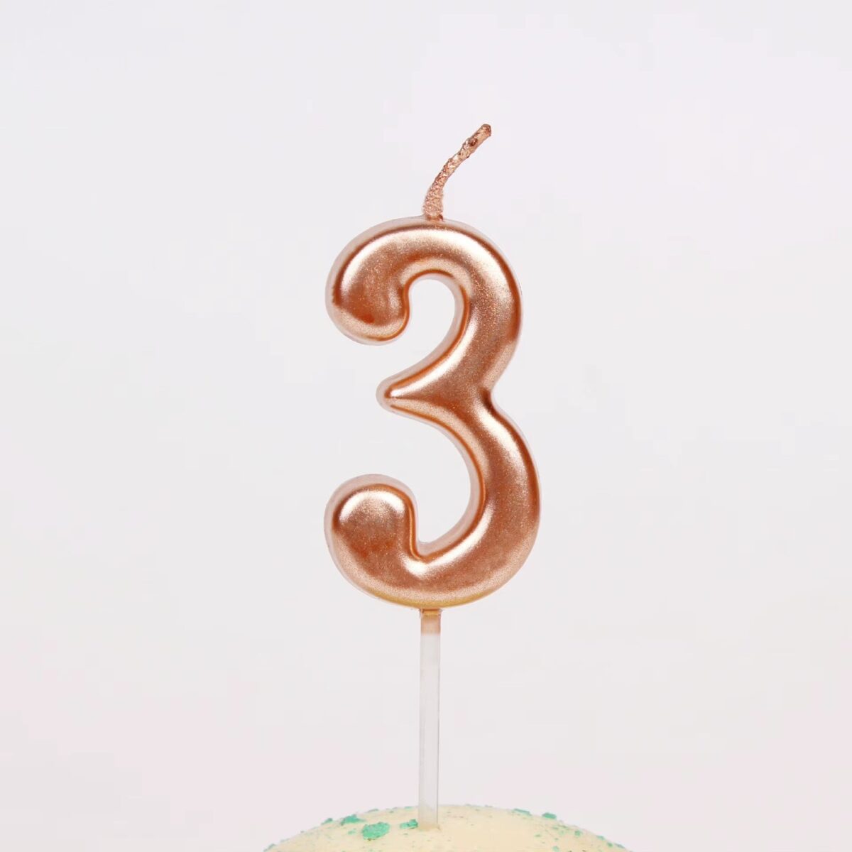 Lumanare de Tort, Embo, Model Cifra 3, Party, 4.5 x 2.5 cm, din Parafina, Rose Gold - imagine 4