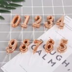 Lumanare de Tort, Embo, Model Cifra 3, Party, 4.5 x 2.5 cm, din Parafina, Rose Gold - imagine 5