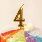 Lumanare de Tort, Embo, Model Cifra 4, Party, 4.5 x 2.5 cm, din Parafina, Auriu - imagine 2