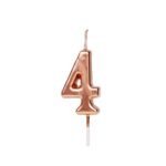 Lumanare de Tort, Embo, Model Cifra 4, Party, 4.5 x 2.5 cm, din Parafina, Rose Gold