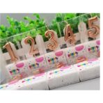 Lumanare de Tort, Embo, Model Cifra 5, Party, 4.5 x 2.5 cm, din Parafina, Rose Gold - imagine 5