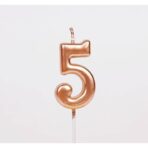 Lumanare de Tort, Embo, Model Cifra 5, Party, 4.5 x 2.5 cm, din Parafina, Rose Gold - imagine 6