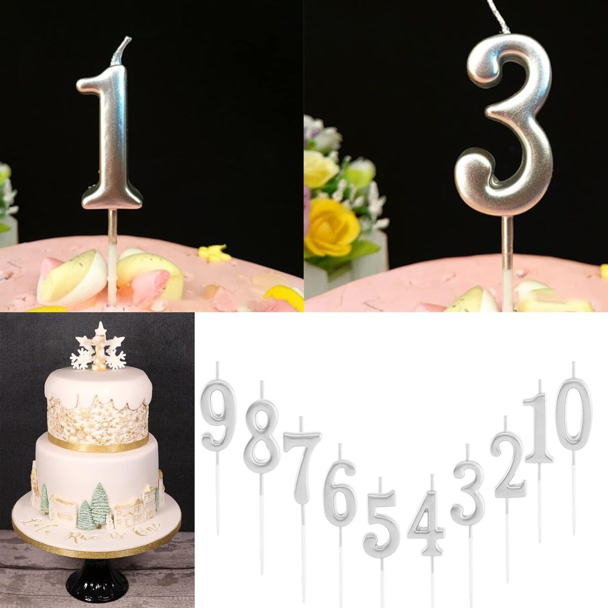 Lumanare de Tort, Embo, Model Cifra 6, Party, 4.5 x 2.5 cm, din Parafina, Argintiu - imagine 5