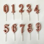 Lumanare de Tort, Embo, Model Cifra 6, Party, 4.5 x 2.5 cm, din Parafina, Rose Gold - imagine 3