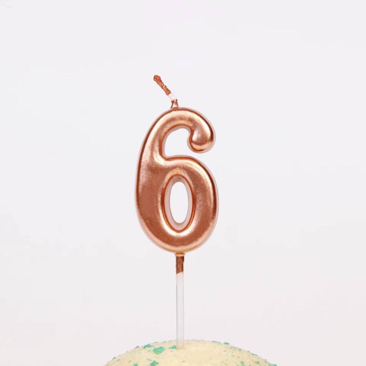 Lumanare de Tort, Embo, Model Cifra 6, Party, 4.5 x 2.5 cm, din Parafina, Rose Gold - imagine 5