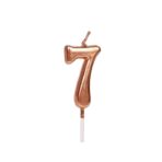 Lumanare de Tort, Embo, Model Cifra 7, Party, 4.5 x 2.5 cm, din Parafina, Rose Gold