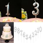 Lumanare de Tort, Embo, Model Cifra 8, Party, 4.5 x 2.5 cm, din Parafina, Argintiu - imagine 6