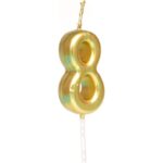 Lumanare de Tort, Embo, Model Cifra 8, Party, 4.5 x 2.5 cm, din Parafina, Auriu