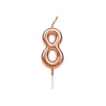 Lumanare de Tort, Embo, Model Cifra 8, Party, 4.5 x 2.5 cm, din Parafina, Rose Gold