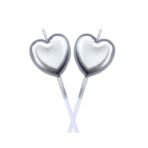 Lumanare de Tort, Embo, Model Inima, Party, 8.5 x 3 cm, Argintiu - imagine 2