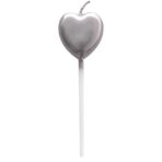 Lumanare de Tort, Embo, Model Inima, Party, 8.5 x 3 cm, Argintiu