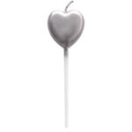Lumanare de Tort, Embo, Model Inima, Party, 8.5 x 3 cm, Argintiu