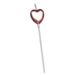 Lumanare de Tort, Embo, Model Inima, Party, 8.5 x 3 cm, Roz Gold